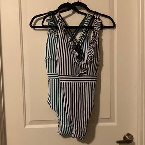 NWT Bundle of Two Cupshe Ruffle and Stripe One Piece Bathingsuits